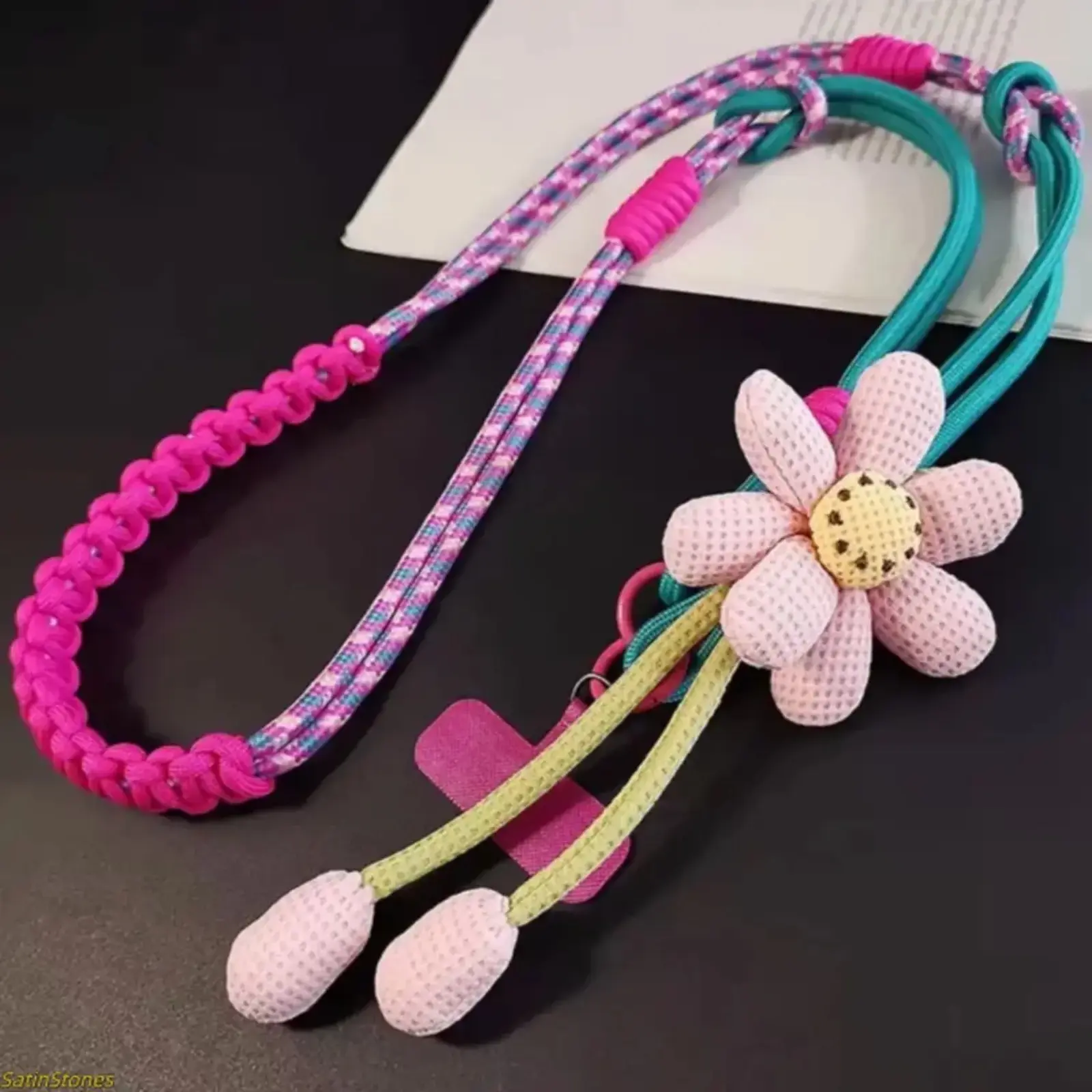 Women's Adjustable Fashion Crossbody Cell Phone Strap with Statement Flower Charm, Hands-Free Cord Lanyard for Outdoor Sports Daily Use, Phone Decoration, Accessories, Mobile, Sporty Chic, Tab Attachment, Smartphone, Cellphone, Lightweight, Strap+Charm, A
