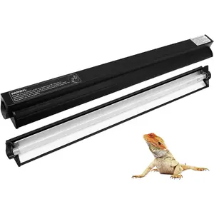 24W T5 HO UVB Reptile Light Fixture Kit, Terrarium Hood Light with Desert UVB 10.0 Fluorescent Tube, Ideal for Tropical and Desert Habitats
