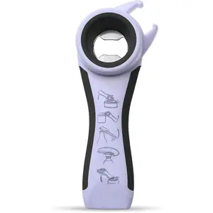 5 in 1 Lids off Jar Opener, Bottle Opener, Ideal For Women, Kids, Seniors, Multipurpose Kitchen Tool, Easy open, White