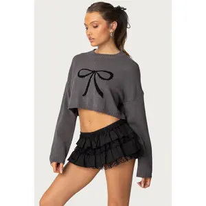 Knit Bow Cropped Sweater