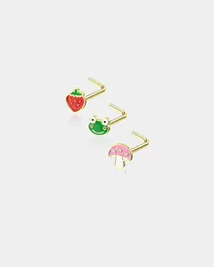 Strawberry/Frog/Mushroom Nose Stud Set