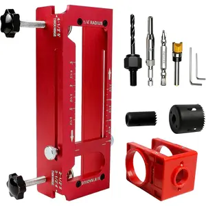 Door Hinge Jig and Door Lock Installation Kit, Door Hinge Jig Fits 2.5" to 5" Hinges, 1/4" Radius, 5/8" Radius Square Corner Hinges