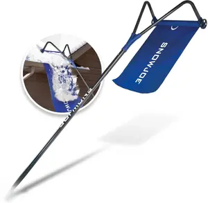 Snow Joe RJ208M Roof Rake Snow Removal Tool with 28-Foot Reach & 20-Foot Debris Slide Blue Lightweight Aluminum Construction Easy-Glide Wheels