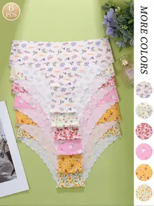 6-Pack Ditsy Floral Seamless Adhesive Panties: No Digging, No Rolling Edges - Invisible Comfort for Daily Wear & Tight Outfits