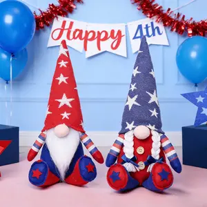 Independence Day Patriotic Gnome Decorations Set, Blue Indoor Holiday Party Decoration Kit, American Flag Themed Home Ornament
