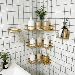 Premium Black Corner Adhesive Shower Caddy 5PCS, Heavy Duty Anti-Slip 40LBS Rack, No Drilling Strong Adhesion Rustproof Organizer with Soap Holder, Space-Saving for Bathroom Small Spaces, Perfect Grandparents Crying Kids Gift