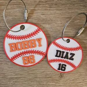 Custom Baseball Name Bag Tag Keychain - Great For Baseball Players Team Gifts For Baseball Fans Kids Sports Team Party Favors Bag Accessory