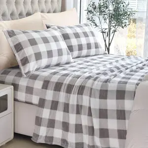 4-Piece Velvet Plush Flannel Sheet Set