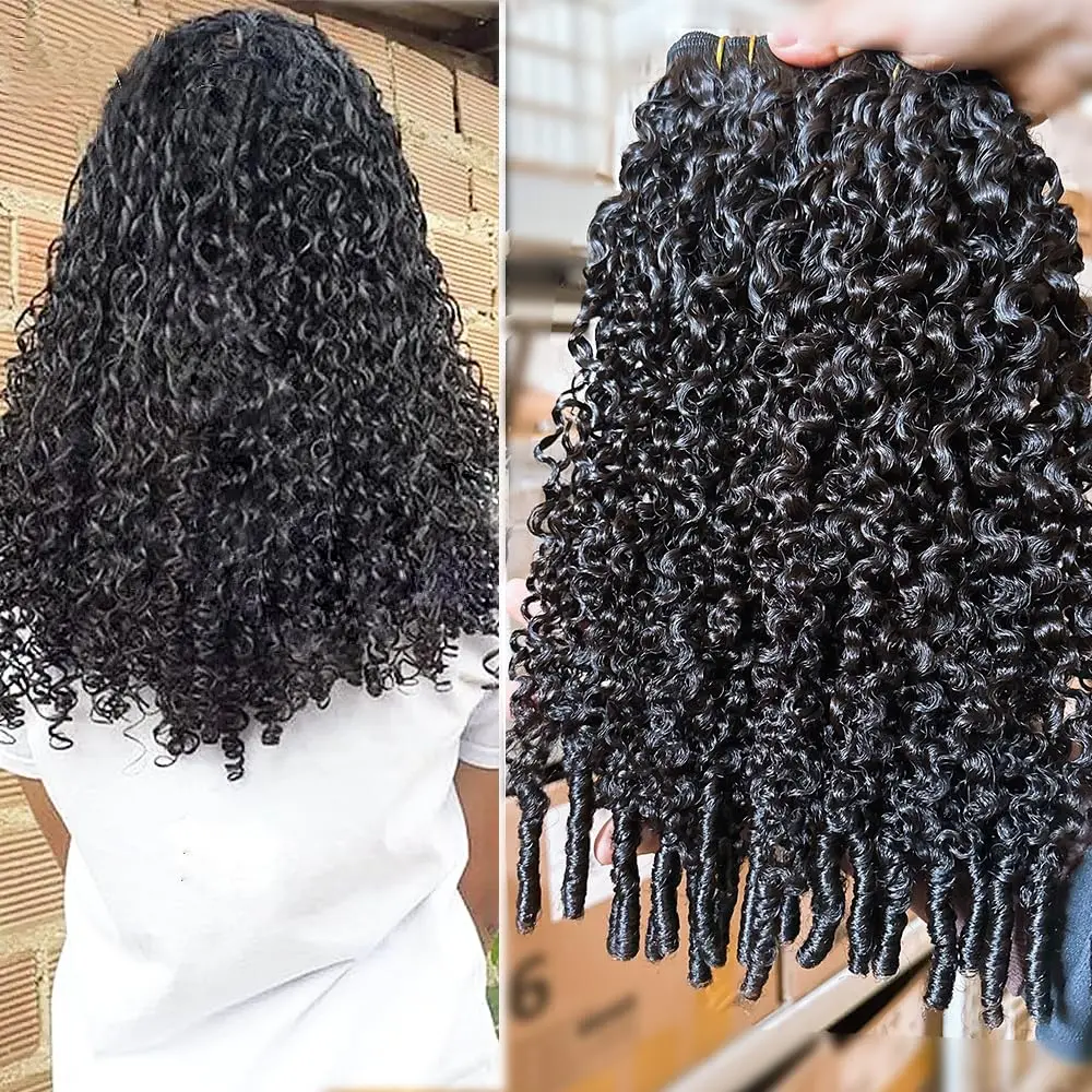 Burmese Curly Clip in Hair Extensions Human Hair 3C4A Lace Clip in Human Hair Extensions 7 count 120g/set Spirally Curly Classic Clips Ins Real Human Hair Extension Full  For Black Women 16 Inch