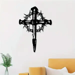 1 piece of cross metal wall decoration, cross statue mural, suitable for home and office walls, seasonal spiritual decoration, ideal gift for religious decoration enthusiasts, Stylish Religious Decor