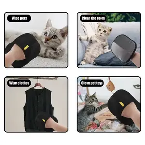 Herramienta de depilación para mascotas, guantes de eliminación estática reutilizables, guantes de aseo de doble cara para mascotas, elimina el pelo de la piel de las mascotas para alfombras