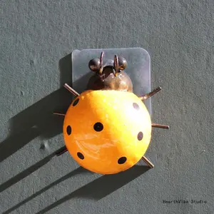 Metal Garden Wall Art Decorative Set of 4 Cute Ladybugs Outdoor Wall Sculptures, Backyard Decor, Yard Decor