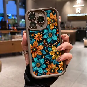 Cute Vintage Floral Pattern Phone Case for iPhone 16 15 14 Pro Max 13 12 11 XR XS Plus Shockproof Drop Protection Rugged Durable Silicone Cover