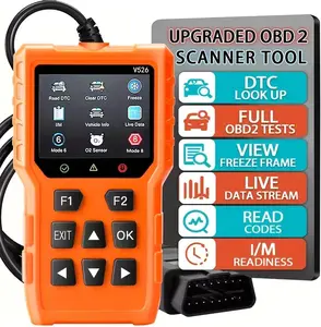V526 OBD2 Scanner, Orange – Read & Clear Engine Codes, DTC, Live Data, I/M Readiness, 1996+ Vehicles