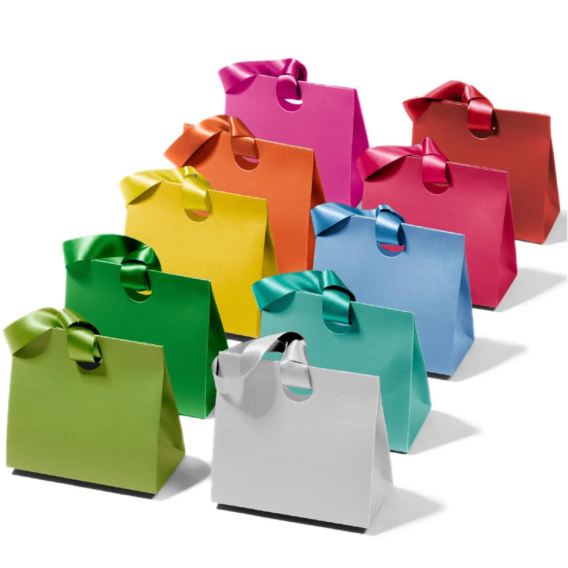 Vitalizart Bulk Paper Gift Bags with Satin Ribbon Handles - Mixed Colors Party Favor, Candy Snack, Gift Wrap for Graduation, Happy Birthday | Home & Festive Party Supplies Accessories, Bulk Gift Bags, Party Favor Bags