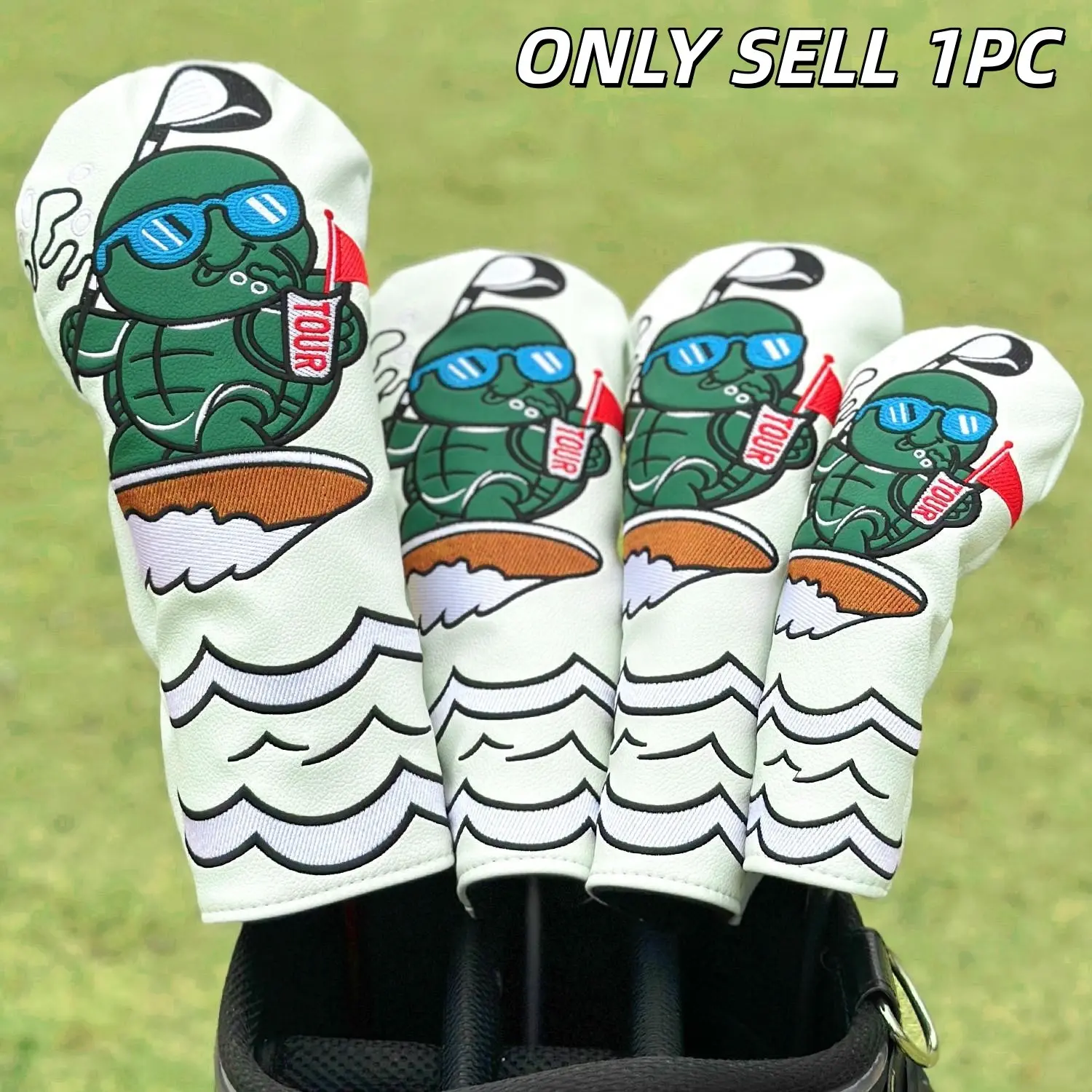 Surfing Turtle Golf Club Headcovers, 1pc/4pcs Driver Fairway Hybrid Headcover, Golf Accessory, Durable Protection for Golf Clubs, Ideal for Golfers, Golf Supply