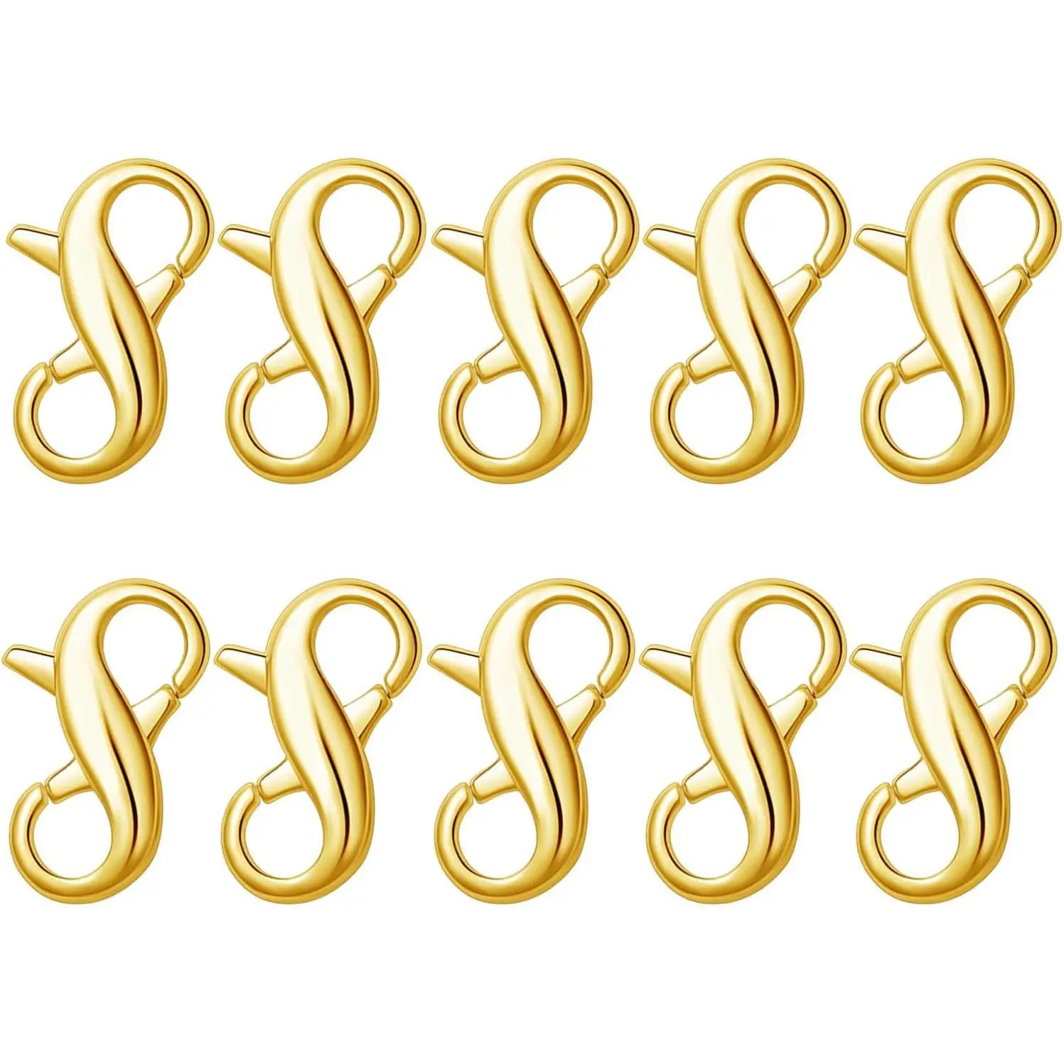 Stainless Steel Lobster Clasps - 10-Piece Elegant Golden Finish Set, Crafted with Precision for DIY Enthusiasts, Secure Close Necklace and Bracelet Connectors for Jewelry Making, Metal, Repairs