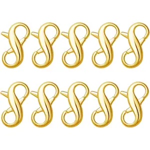 Elegant Gold-Finish Stainless Steel Lobster Clasps (10pcs) - DIY Jewelry Repair Necklace Extender, Bracelet Connector (Silver Option Available)