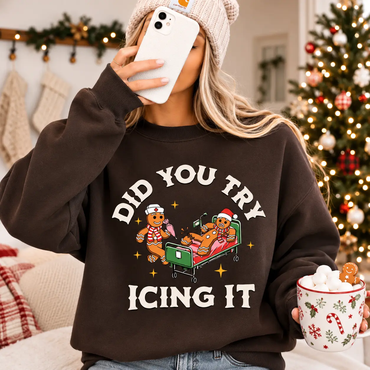 Did You Try Icing It Sweatshirt - Gingerbread Humor Sweatshirt - Funny Cookies Xmas - Nurse Christmas Sweatshirt