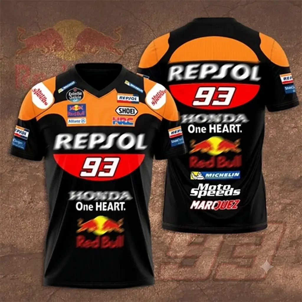 Marc Marquez 93 Red Bull Motorsport Racing 3D Jersey Shirt for Men Women, Performance Athletic Tee, Breathable Sports Jersey, Speed Racing Graphic Shirt, Lightweight Crew Neck Casual Racing Fan Apparel, Sport Lover Lifestyle, Sporty Sports Tops