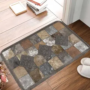 Antique Medallion Print Marble Indoor Floor Mat, Luxurious Non-Slip Durable Household Decorative Rug, Ideal for Living Room, Entryway, Office summerwins summerwins