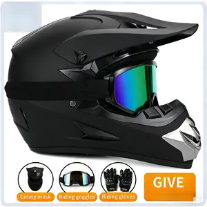 Adjustable Helmet for Off-Road Riding Matte Black DOT Full Face Motorcycle Helmet Adult Dirtbike Helmet Set with Goggles Gloves Mask ATV UTV Racing Helmet E-Bike Helmet Men Women Multi Sport Helmet Safety Gear