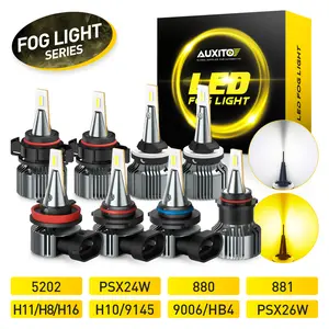 AUXITO H11/H8/H16 9145/H10 5202 880 881 9006 PSX24W PSX26W LED Fog Light Bulbs, 18000 Lumens 6000K Cool White Light/3000K Amber Yellow Light, 500% Brightness 984 FT Strong Penetration Led Fog Lights, CSP LED Chips, DRL Replacement for Cars, Pack of 2