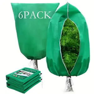 6pcs Plant Covers Freeze Protection, Frost Covers with Drawstring Plant Protection Cover Bags for Outdoor Winter Frost Cold Weather Shrubs Trees Jacket Covers, Reusable Plant Cover