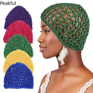 5PCS Hollow Mesh Crochet Hair Net Woven Hair Cap Bonnet Night Cap Sleep Cap For Women Wig Head Cover Accessories For Sleeping