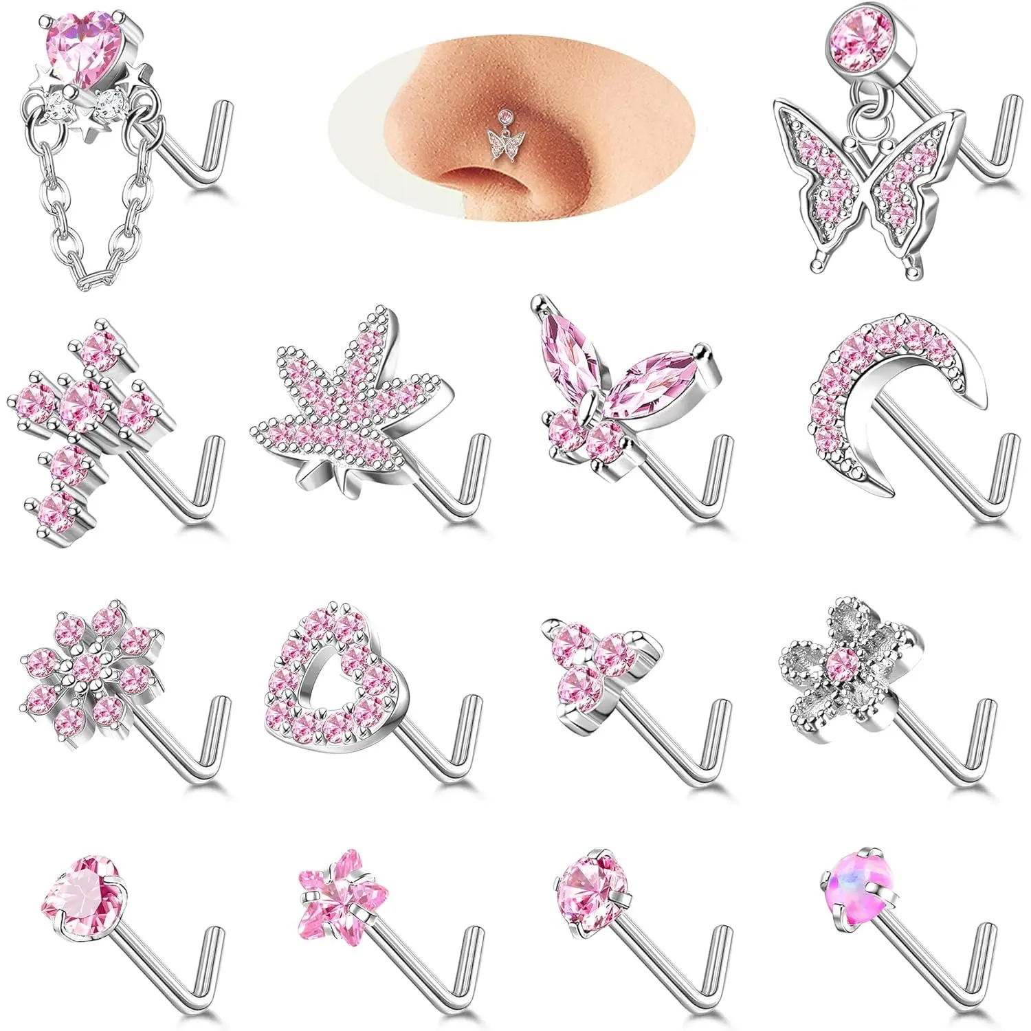 L Shaped, Silver & Pink