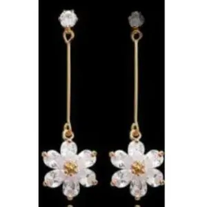 Diamond Flower Drop Earrings