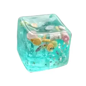 3D Ocean Cube Squeezy Squishies Toy, Transparent Shell Fidget Toy, Calming Anxiety Relief Stress Toy for Kids Adults fushigi ball oobleck slow bounce stress relief toy fun novelty