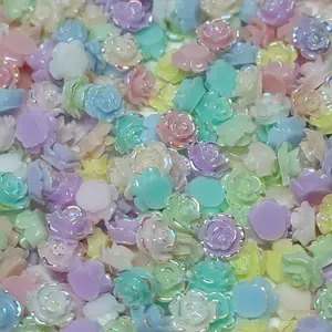 6mm Mini Rose Flower Charms – Pastel AB Finish | DIY Crafts & Nail Art | 20g (~500+ pcs), Resin Bead charms