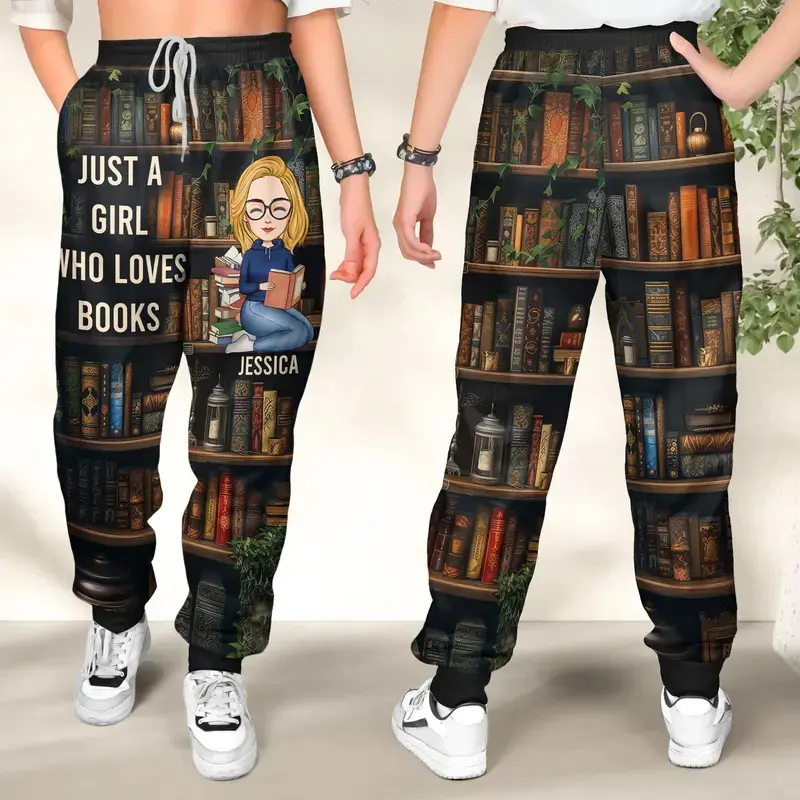 "Just A Girl Who Loves Books" Personalized Sweatpants | Cute Custom Bookish Joggers & Cozy Reader Lounge Pants