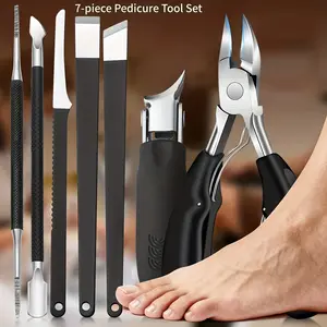 Modern Stainless Steel Nail Clipper Foot Care Set, 7-Piece Kit, Long Handle, Eagle Beak Nail Clippers, Unisex, Halloween Gift, Includes Nail File