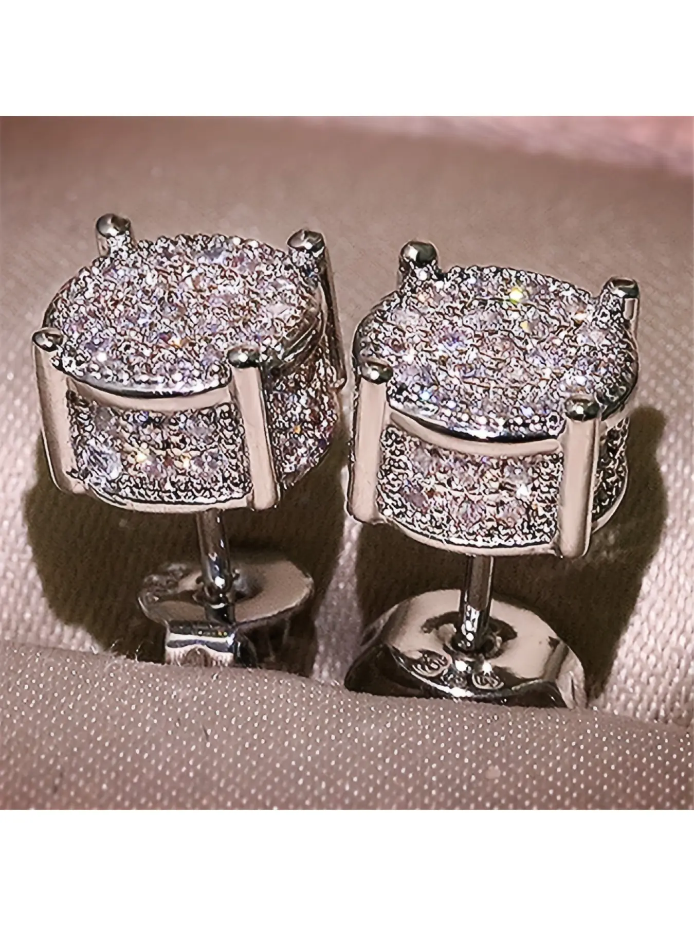 Unisex Iced Out Round Stud Earrings, Sparkling Ear Jewelry, Classic Earrings, 14K Gold/Silver Plated, Cubic Zirconia Cluster Earrings, Hypoallergenic Sterling Silver Post, Hip-hop Style Bling Statement Jewelry, Perfect for Daily Wear & Gifting