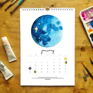 2026 Moon Calendar | Watercolor | Moon Phases | Moon Calendar | Lunar Cycles | Crystals | 2026 Calendar | Wall Calendar