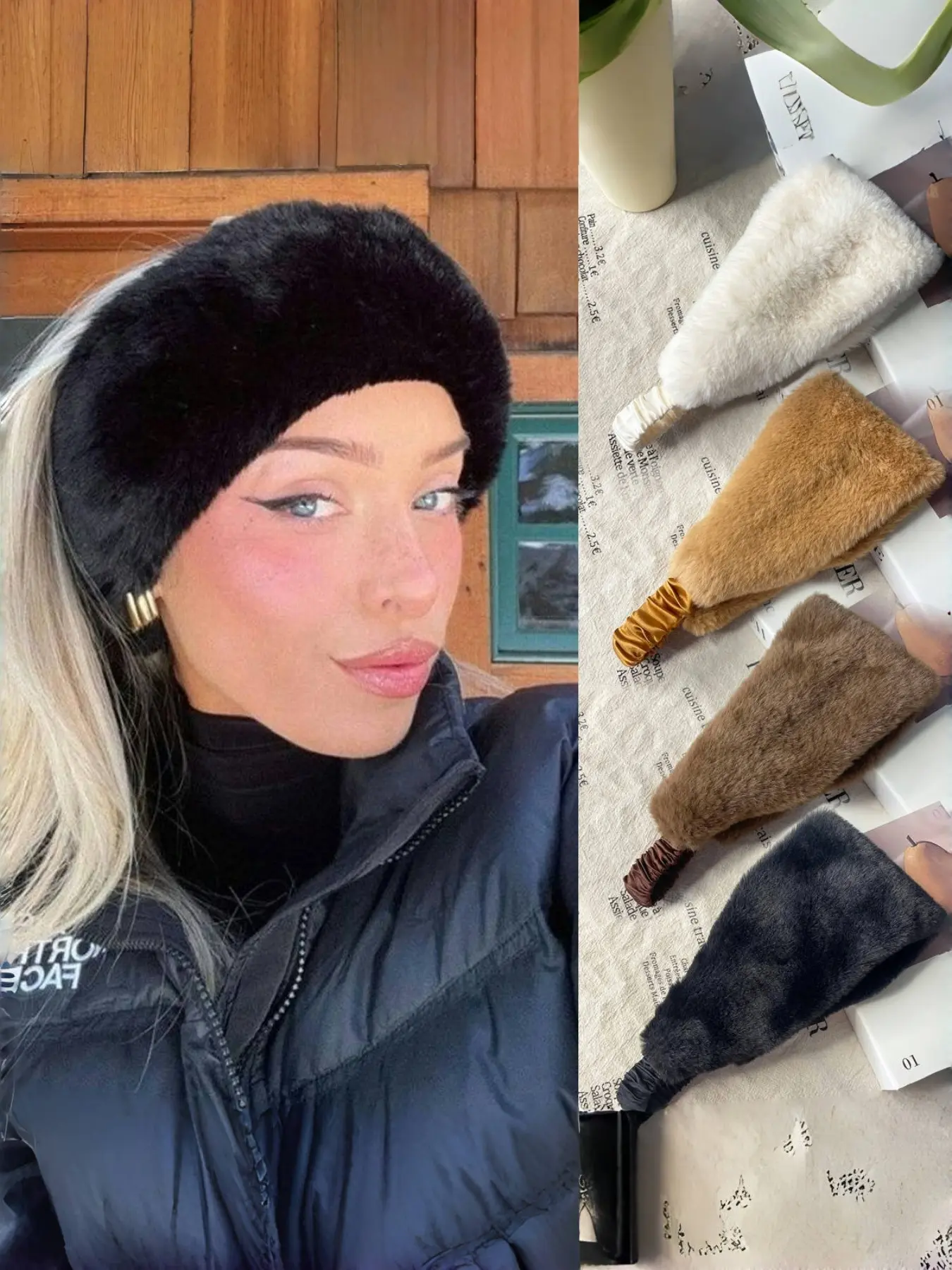 Women's Winter Faux Rabbit Fur Soft Warm Headband, Hairband, Wide Edge Windproof Cold-Proof Hair Accessory, Elastic Sweat-Absorbing Bandana, Elastic Fashion Headbands
