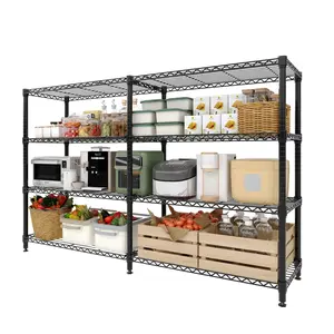 59"W / 70.8"W Heavy Duty L-Shaped Wire Shelving Unit - 4-Tier / 5-Tier Adjustable Metal Storage Rack with 1060 lb Capacity for Pantry, Kitchen & Bedroom Corner