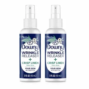 Downy Wrinkle Releaser Scented Liquid Fabric Spray, 3 Fl Oz Travel Size - Household Cleaner, Odor Eliminator, Static Remover, Fabric Refresher & Ironing Aid (Crisp Linen Scent)