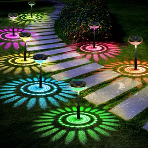 Nupostai Upgrade Bright Solar Pathway Lights, Aesthetic Solar Ground Lights with Sunflower Pattern, Multicolor & Warm White, DIY Height, IP67 Waterproof, Auto On/Off  LED Lamp for  Garden Lawn Yard Backyard Patio Walkway Sidewalk Lawn Landscape Decor