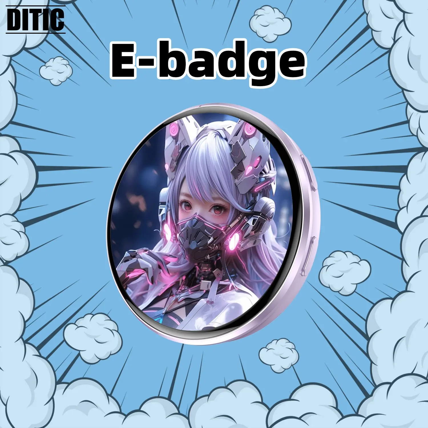 Digital displayed Pixel Badge pin, 1.7 Inch HD Display Anime toy Pin Badge,  Supports Pictures and 20s Mp4 Videos, 600mAh Battery Long Lasting, Full Touch Screen,Original sound playback, Support lights,BT transmission,Cosplay Concert Gift for Anime Fans