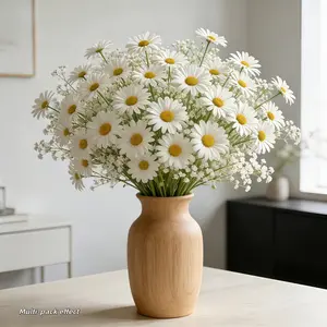 20pcs Artificial Daisy and Baby's Breath Flower Bouquet, Fake Flower, Suitable for Home Decor, Living Room and Table Decoration, Realistic and Fade-Resistant, Perfect for Various Occasions