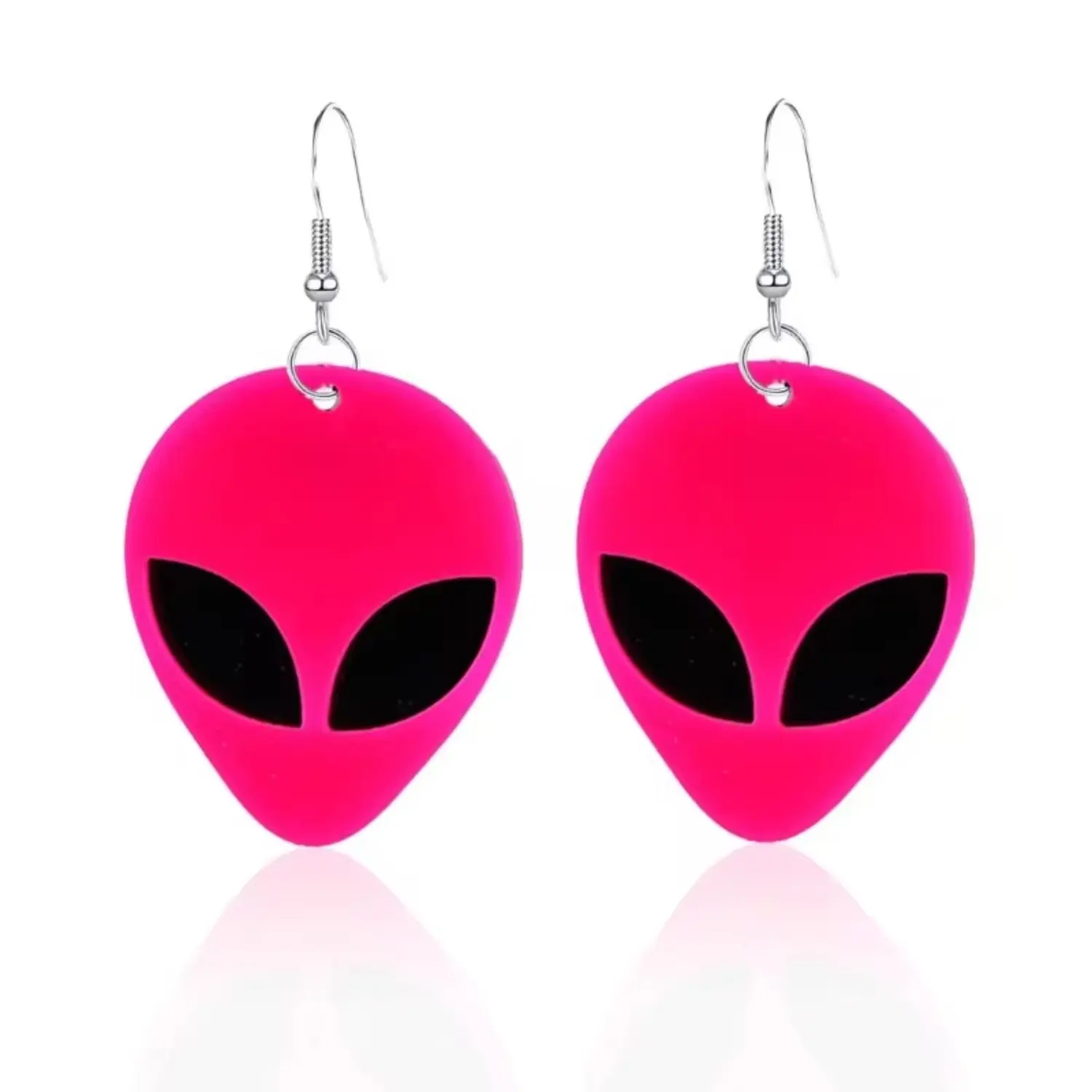 PESENAR "Neon Pink Alien Head Earrings: Sci - Fi Inspired & Trendy, Ideal for Alien - Themed Styles or Cosplay Events."
