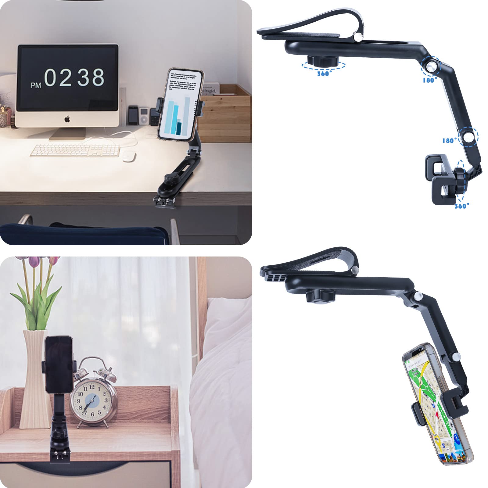 Sunvisor Phone Holder for Car ,360 Phone Holder Rotating Car Clip on Sun Visor Cellphone Holders,Universal 360 Dashboard Phone Holders,Auto Cell Phone Holder for Car Cellphone Automobile Cradles