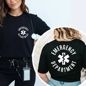 Emergency Department Nurse Shirt, Cotton Short Sleeve T-shirts Casual Top Black-Hoodie Black-Sweatshirt