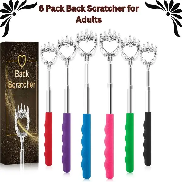 6 Pack Manual Back Scratcher Set for Adults Multi Pack Body Massage Tool Durable Handheld Scratchers for Itch Relief Relaxation Gift for Parents Birthday Mother’s Day Gift Father’s Day Gift Stocking Stuffers
