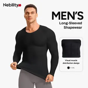 【Clearance】Fall Men's Long Sleeves Compression Shirt Structural Abdominal Belly Shapewear Thermal Underwear Shirt