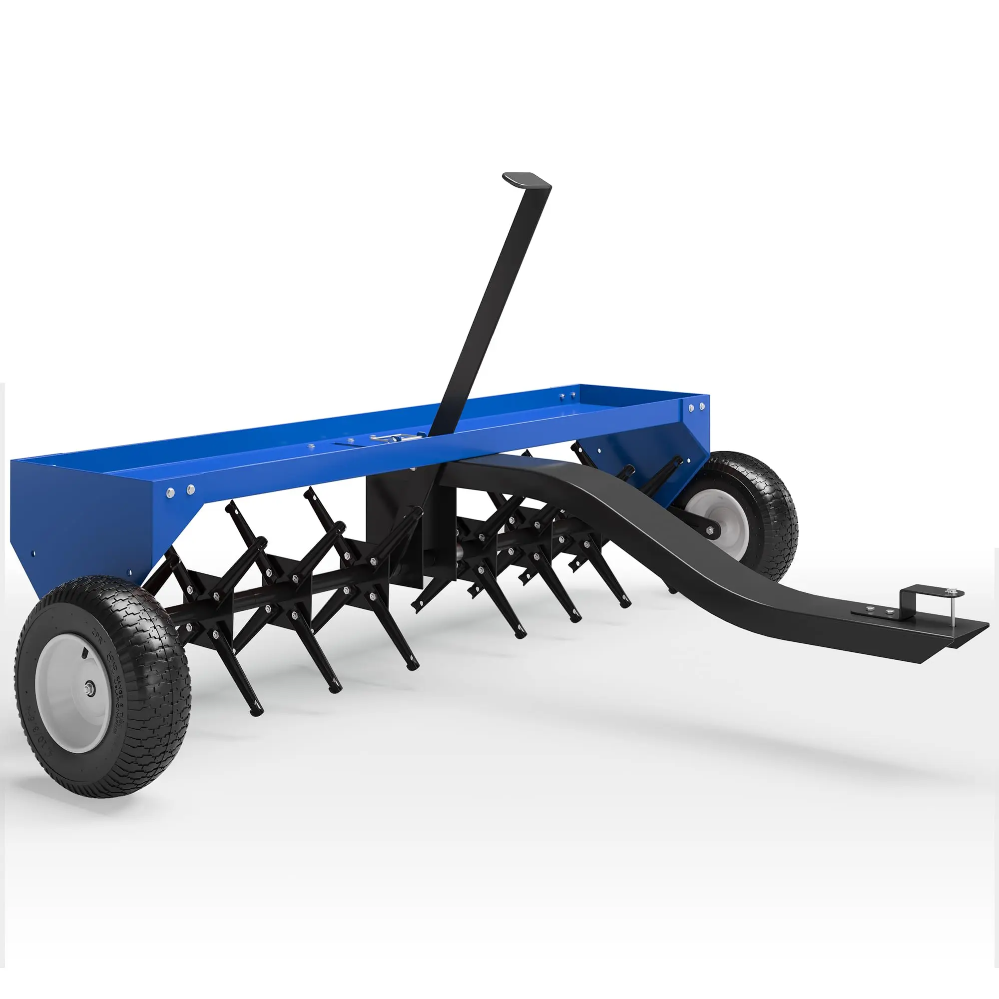 Tow Behind Lawn Aerator, 48" Plug Aerator, 100 Lb Weight Tray, Universal Hitch for Tractor/ATV/UTV, 10" Pneumatic Tires, Rust-Resistant Steel Frame, Ideal for Garden, Farm & Yard