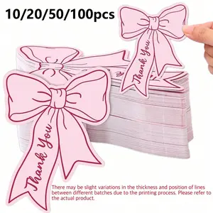 10/20/50/100pcs Bow Mini Thank You Cards, 10/20/50/100 Pieces, DIY Handwritten Blank Cards, Greeting Cards, Perfect for Business, Restaurants, Anniversaries, Birthdays, Weddings